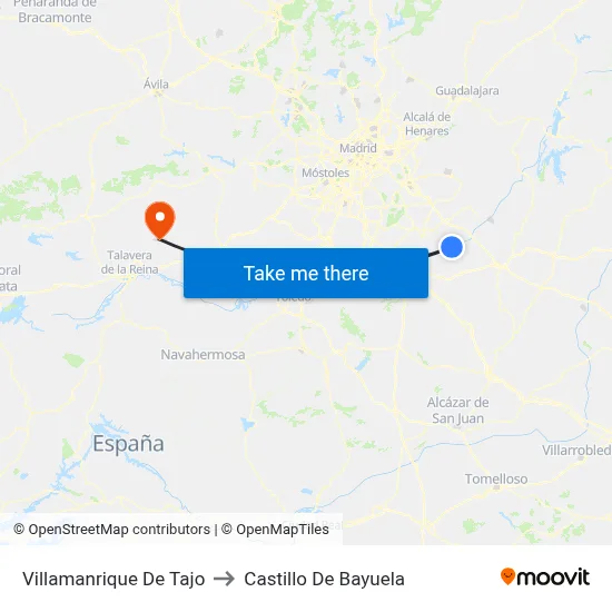 Villamanrique De Tajo to Castillo De Bayuela map