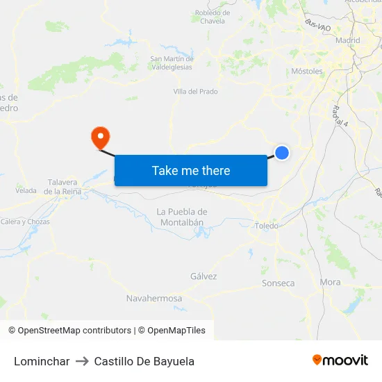 Lominchar to Castillo De Bayuela map