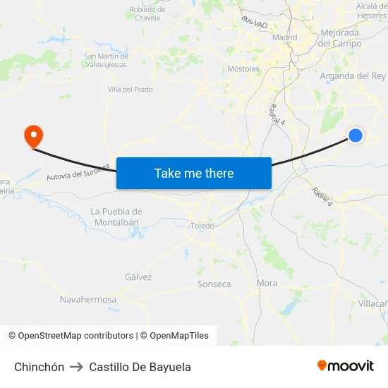 Chinchón to Castillo De Bayuela map