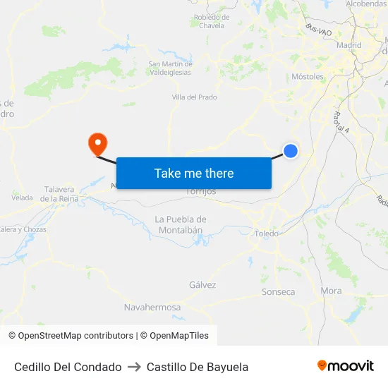 Cedillo Del Condado to Castillo De Bayuela map