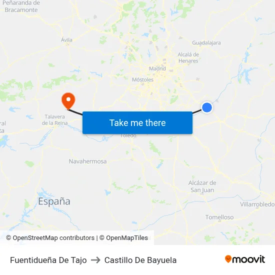 Fuentidueña De Tajo to Castillo De Bayuela map