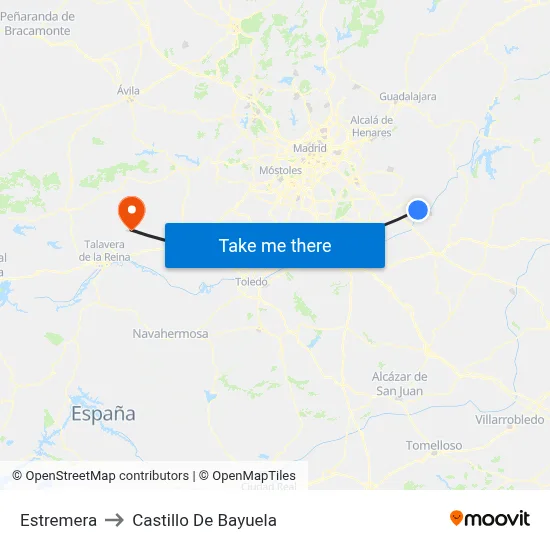 Estremera to Castillo De Bayuela map