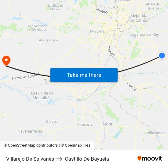 Villarejo De Salvanés to Castillo De Bayuela map