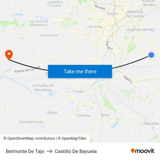 Belmonte De Tajo to Castillo De Bayuela map