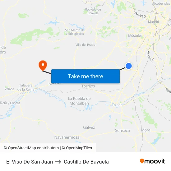 El Viso De San Juan to Castillo De Bayuela map
