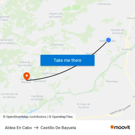 Aldea En Cabo to Castillo De Bayuela map