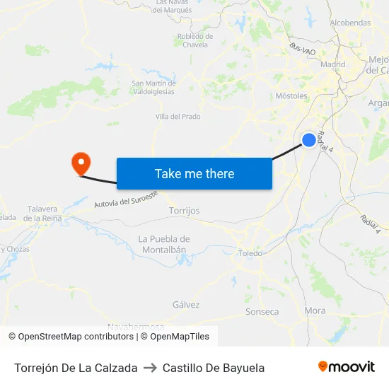 Torrejón De La Calzada to Castillo De Bayuela map