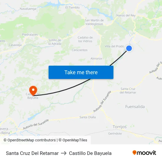 Santa Cruz Del Retamar to Castillo De Bayuela map
