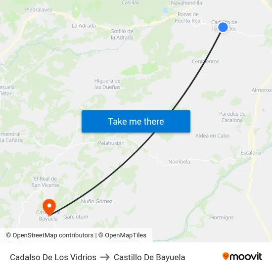 Cadalso De Los Vidrios to Castillo De Bayuela map
