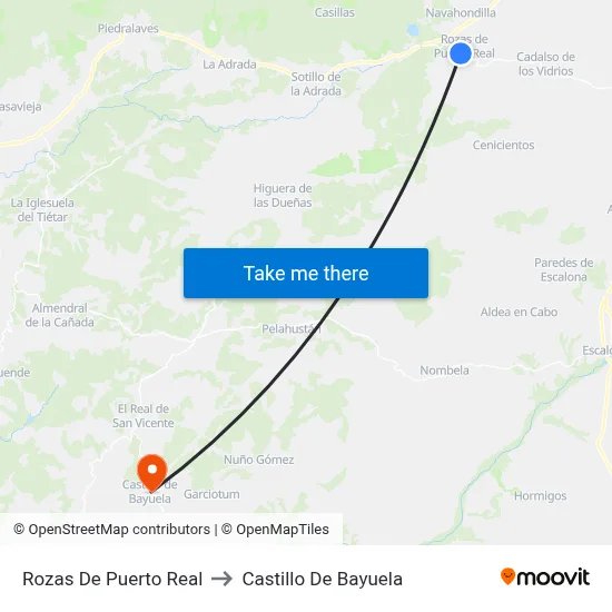 Rozas De Puerto Real to Castillo De Bayuela map