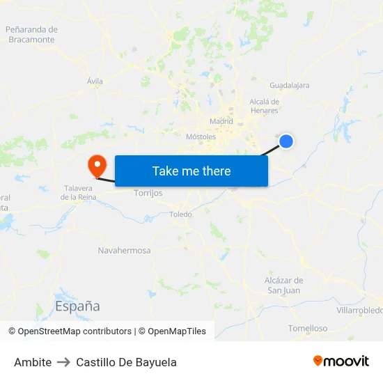 Ambite to Castillo De Bayuela map