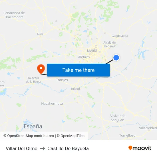 Villar Del Olmo to Castillo De Bayuela map