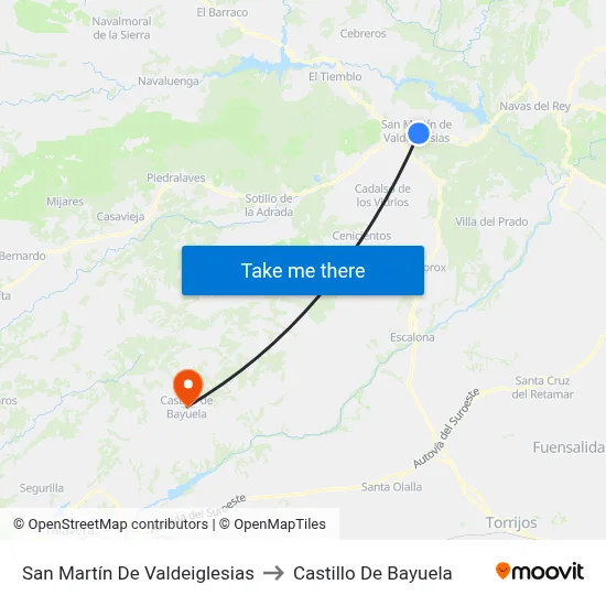 San Martín De Valdeiglesias to Castillo De Bayuela map