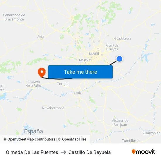 Olmeda De Las Fuentes to Castillo De Bayuela map