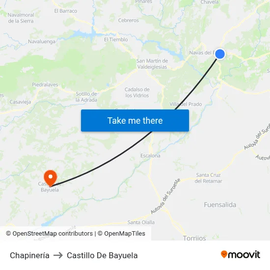 Chapinería to Castillo De Bayuela map