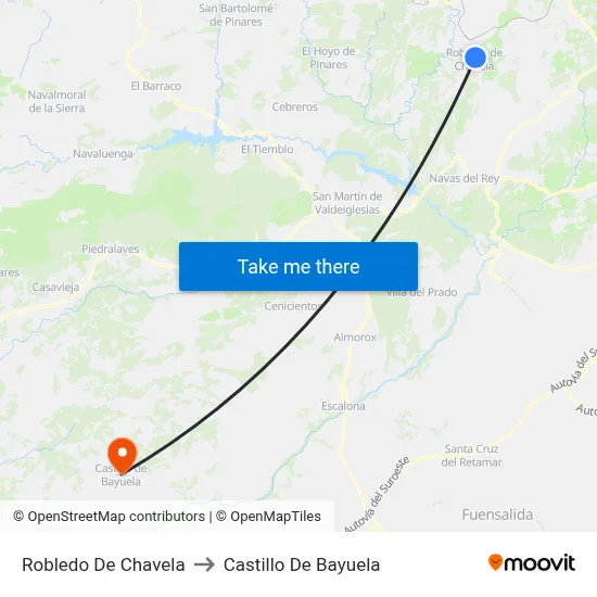 Robledo De Chavela to Castillo De Bayuela map