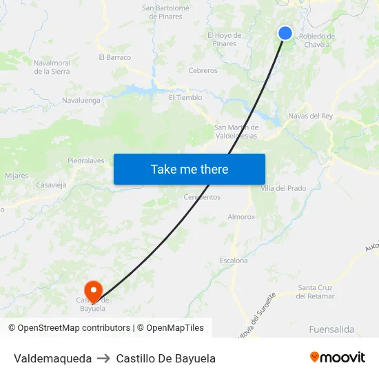 Valdemaqueda to Castillo De Bayuela map