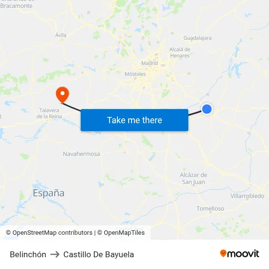 Belinchón to Castillo De Bayuela map