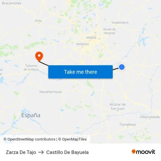 Zarza De Tajo to Castillo De Bayuela map