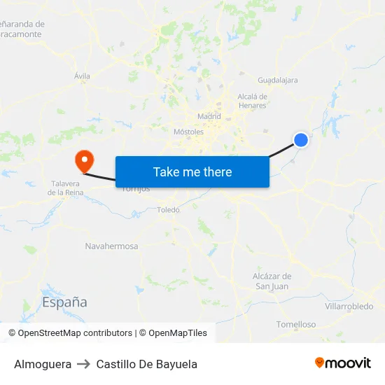 Almoguera to Castillo De Bayuela map