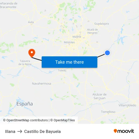 Illana to Castillo De Bayuela map