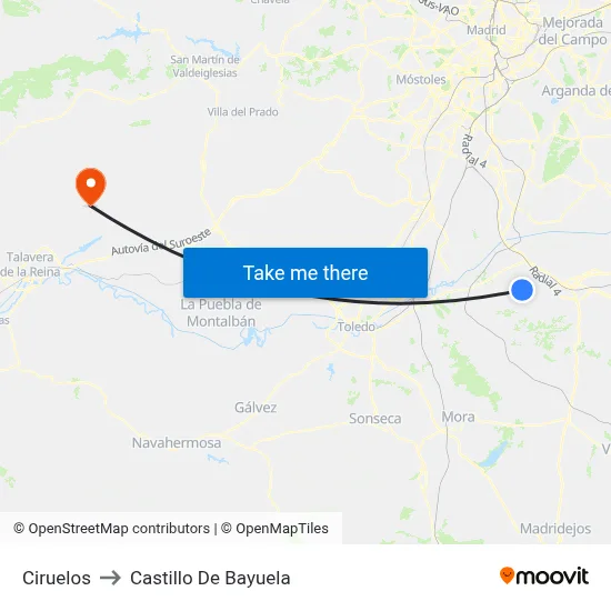 Ciruelos to Castillo De Bayuela map