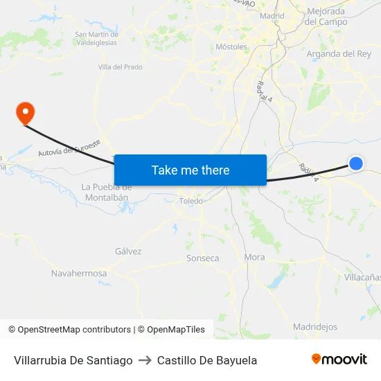 Villarrubia De Santiago to Castillo De Bayuela map