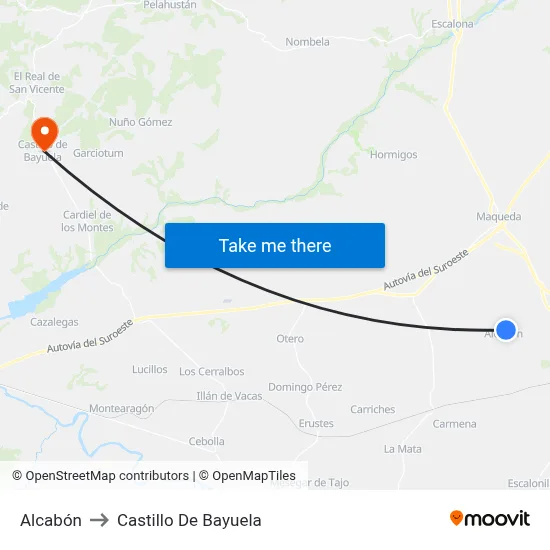 Alcabón to Castillo De Bayuela map