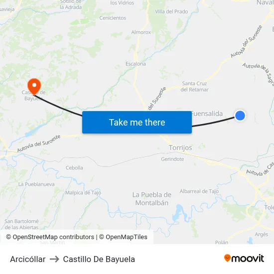 Arcicóllar to Castillo De Bayuela map