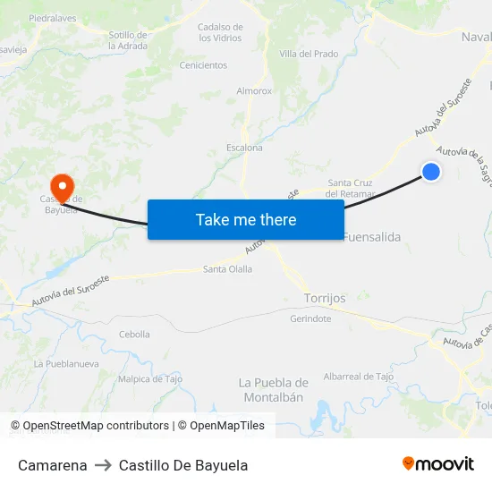 Camarena to Castillo De Bayuela map