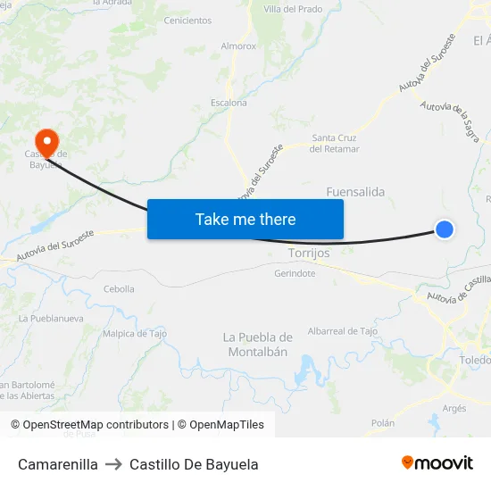 Camarenilla to Castillo De Bayuela map