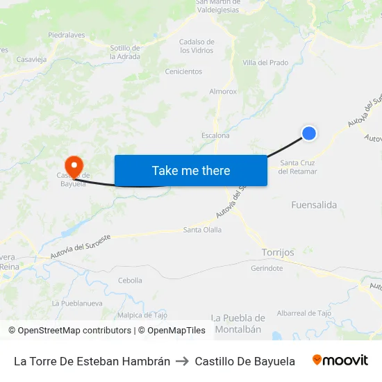 La Torre De Esteban Hambrán to Castillo De Bayuela map