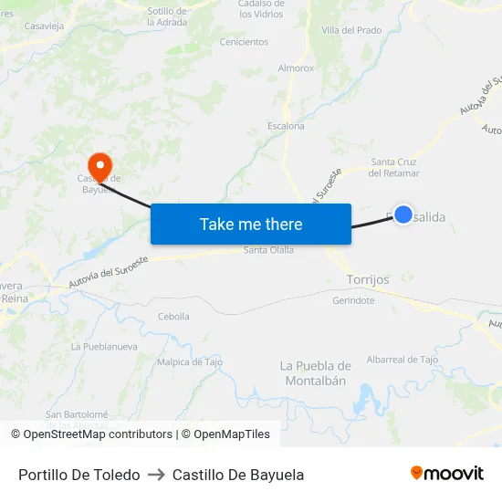 Portillo De Toledo to Castillo De Bayuela map