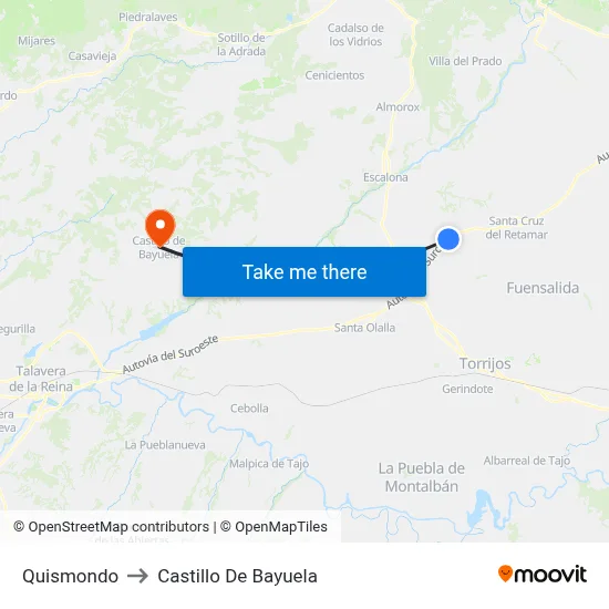 Quismondo to Castillo De Bayuela map