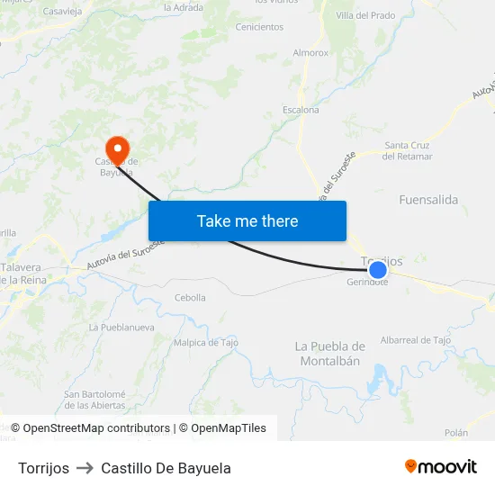 Torrijos to Castillo De Bayuela map