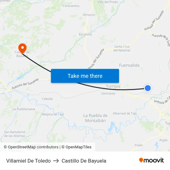 Villamiel De Toledo to Castillo De Bayuela map