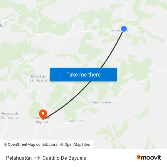 Pelahustán to Castillo De Bayuela map
