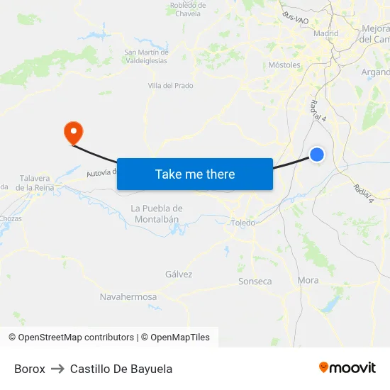 Borox to Castillo De Bayuela map