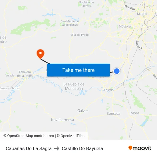 Cabañas De La Sagra to Castillo De Bayuela map