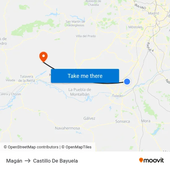 Magán to Castillo De Bayuela map