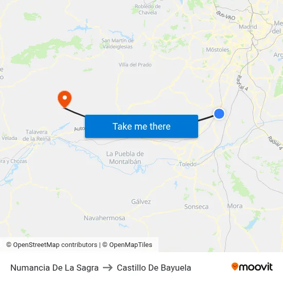 Numancia De La Sagra to Castillo De Bayuela map
