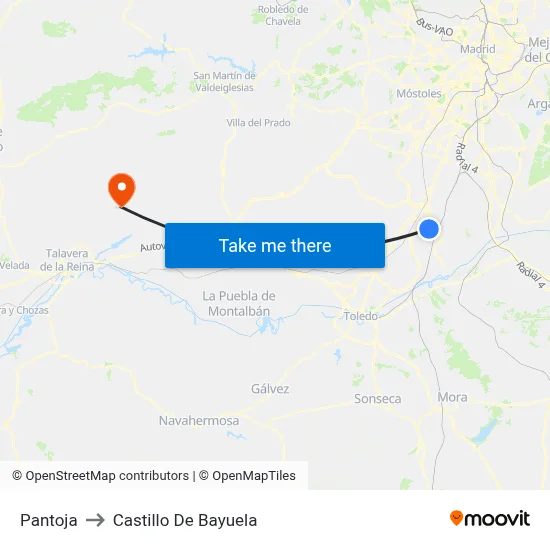 Pantoja to Castillo De Bayuela map