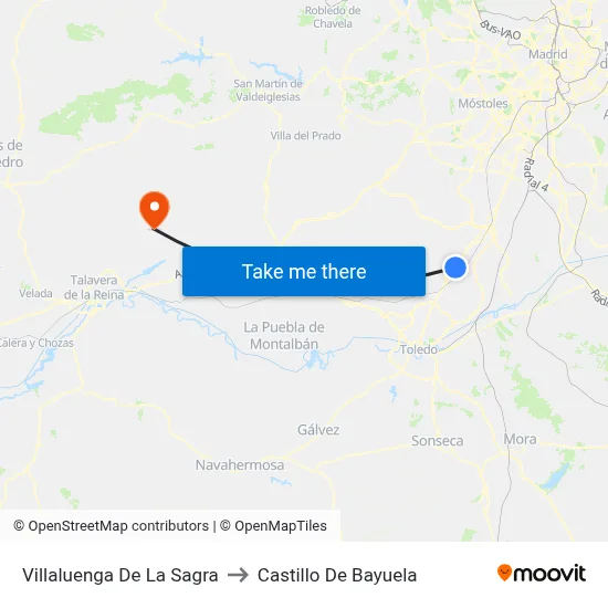 Villaluenga De La Sagra to Castillo De Bayuela map