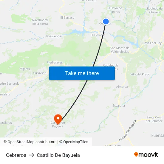 Cebreros to Castillo De Bayuela map