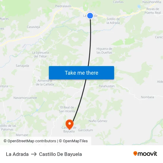 La Adrada to Castillo De Bayuela map