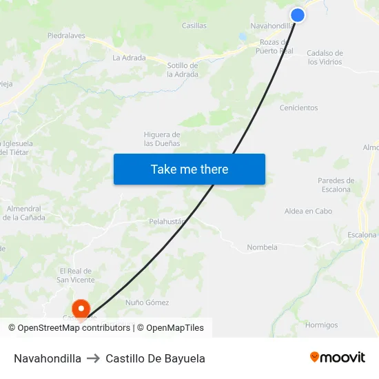 Navahondilla to Castillo De Bayuela map