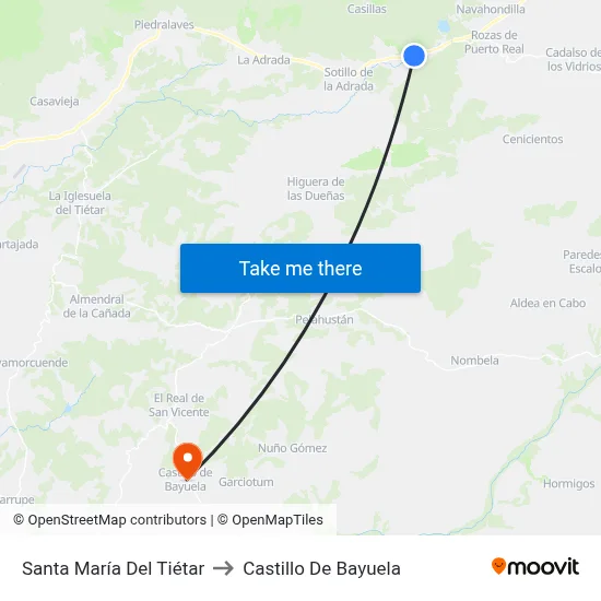 Santa María Del Tiétar to Castillo De Bayuela map