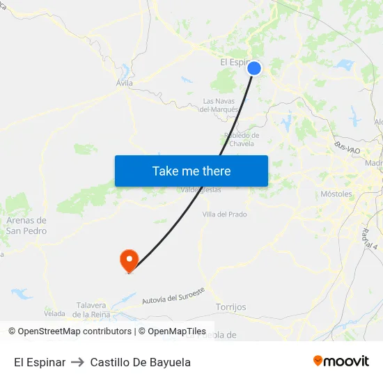 El Espinar to Castillo De Bayuela map