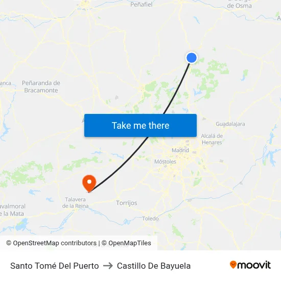 Santo Tomé Del Puerto to Castillo De Bayuela map