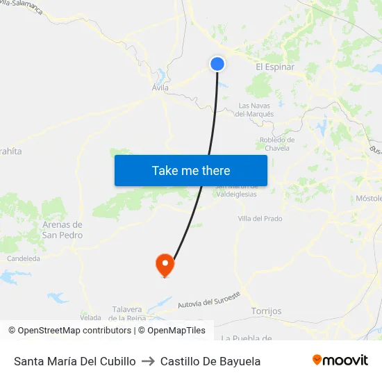 Santa María Del Cubillo to Castillo De Bayuela map